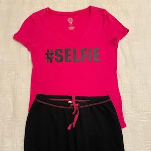 Ironic pink/ black pj set